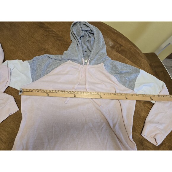 Bobbie Brooks Women Large Pink Gray Long Sleeve Hoodie Pullover Sweatshirt - Picture 6 of 10